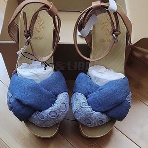 Tan and Blue Platform Shoes by Sam & Libby